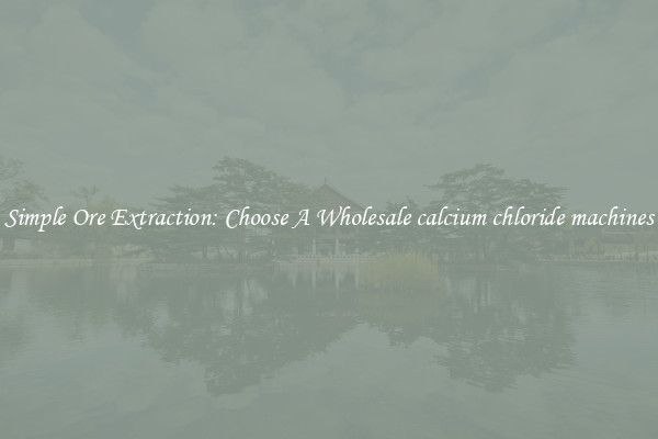 Simple Ore Extraction: Choose A Wholesale calcium chloride machines